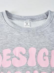 SHEIN Explorewe Mädchen Lässig Set aus Sweatshirt mit Buchstaben-Muster und Langarm Rundhalsausschnitt und Hose