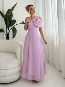 Elenzga Women's Elegant Charming Romantic Sleeveless Floral Print Bodycon Maxi Dress, Perfect For Dates, Parties, Beach Photos, Summer High-End Dress - Mauve Purple - View 1