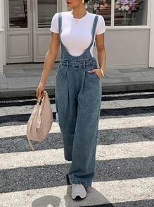 DAZY 女士和女孩休闲街头风格牛仔工装裤和连体裤
