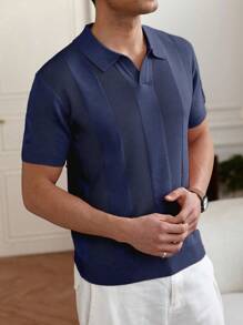 Manfinity Homme Men's Everyday Casual Knit Sweater, Suitable For Work And Commute Polo Shirt For Men