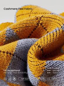 GLOWMODE Bufanda suave de lana con logotipo bordado de la casa de Hogwarts de Harry Potter para uso diario y casual - Mostaza Amarilla - Ver 5