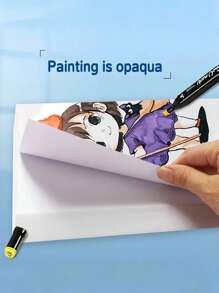 SHEIN 20 张 A4 白卡纸和 A3 白卡纸标记纸用于封面绘画艺术涂鸦学校用品返校 - 白色 - 查看 8