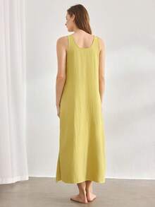 Ocili Leisure Solid Color Comfortable Soft Maxi Nightgown For Women - Green - View 3