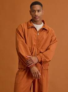 Musero 轻质尼龙实用风格贴袋漏斗领拉链夹克春夏季度假 - 橘色 - 查看 5