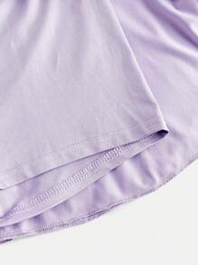 SHEIN 青少年女孩休闲街头时尚纯色迷你裙 - 淡紫色 - 查看 4