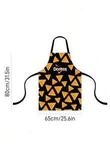 Doritos X SHEIN 1pc Waterproof & Oil-Proof Enjoy Chips Printed Black Apron, Unisex Design Suitable For Cooking & Baking - Multicolor - View 3
