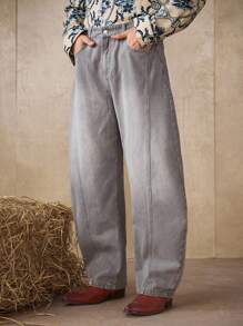 RivetRise Men's Grey Mature Casual Curved Knife Jeans - Grey - View 4