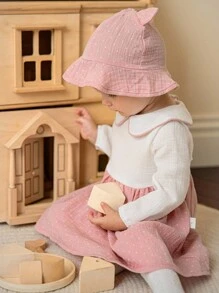 SHEIN 2pcs Baby Girls' Fashion Cute Long Sleeve Dress & Hat Set - Pink - View 5