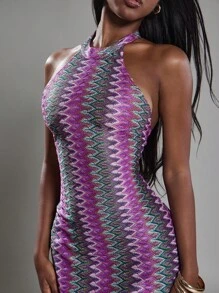 NYA SZN Đầm Halter Cổ Cao Brunch Casual Hàng Ngày Đi Chơi Xuân Hè Đầm Midi Trang Phục Cho Phụ Nữ - Nhiều màu - Xem 7