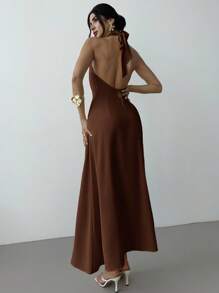 Firerie Robe élégante de vacances pour femmes, robe ample sans manches et dos nu, romantique et pour les occasions estivales