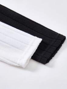 SHEIN Explorewe 少女纯色圆领长袖褶皱不对称下摆休闲T恤，适合秋冬季穿着。 - 黑色 - 查看 5