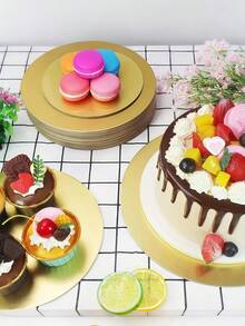 10 Buah Alas Kue Bulat Emas - Alas Kue Sekali Pakai Premium, Karton Anti Minyak untuk Kue Pernikahan/Ulang Tahun - Emas - View 6