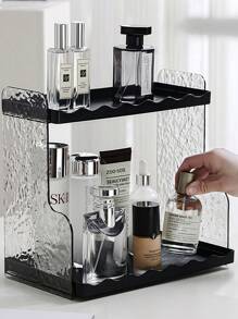 1 buah Organizer Makeup Akrilik, Tempat Display Kosmetik Dua Lapis dengan Ketinggian Lebih, Baki Rias untuk Perawatan Kulit, Parfum, Lipstik, Kotak Penyimpanan Meja, Pengorganisasian Kamar Asrama, Untuk Liburan Pantai, Koleksi Kamar Mandi, Koleksi Kamar Tidur, Kapasitas Besar - Hitam - View 10
