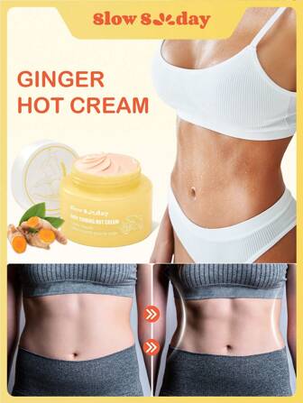 Slow Sunday Body Firming Hot Cream, Body Firming Cream, Enriched With Ginger & Coffee Extract, Weight Loss, Fat Burning Slimming, Massage, Flat Tummy Cream, Body Tightening Cream, Lifting And Firming Body Skin, Suitable For Abdomen, Buttocks, Arms And Thighs, Hot Cream Burns Fat