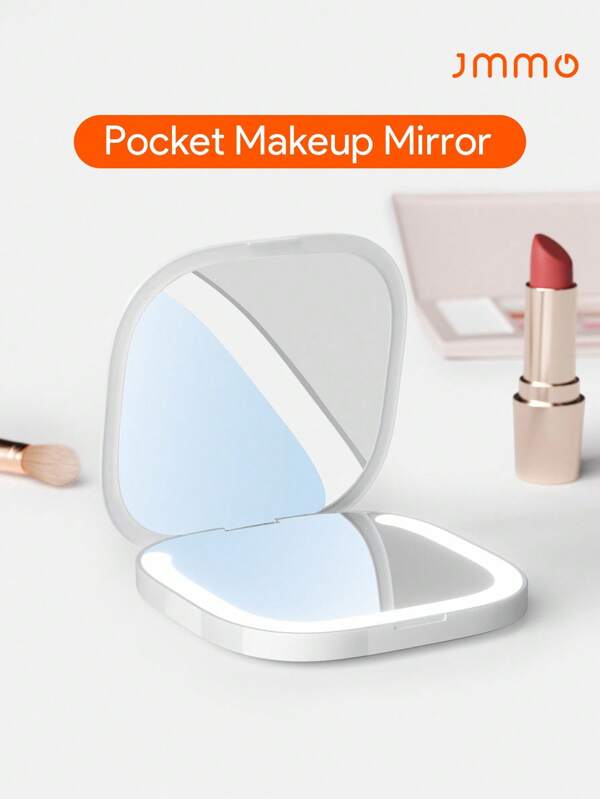 JMMO Led Light Mirror,LED Lighted Foldable Travel Makeup Mirror 1x/3x Magnification,Portable Rechargeable Lighted Travel Makeup Mirror,3 Color Lights,Simple And Easy To Carry For Handbags Purses Pockets Gifts For Girls,Beauty & Personal Care Necessary Instruments Christmas Gifts,Must-Haves For Autumn And Winter Holiday Camping Holiday Essentials Vacation Accessories,Camping Supplies
