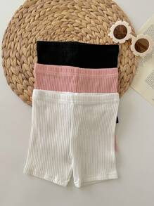 6 件装女婴休闲针织纯色背心和短裤睡衣套装（带松紧腰带） - 彩色 - 查看 4