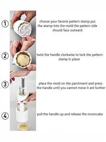 Hand Pressed Mooncake Mold Set ABS Mid Autumn Festival, Mung Bean Cake, DIY Dessert - Beige - View 6