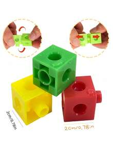 MINKOJA 100PCS/Set Of Multi-Color ABS Variable Blocks, Random Colors, Preschool Education Stacking Block Toys, Montessori Math Manipulation, Counting And Sorting, Family Games, Room Decoration, Climbing Blocks, Building Blocks, Mini Blocks, Building Blocks Number Blocks, Blocks - Multicolor - View 3