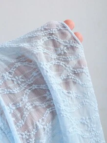 Sweetra 女式夏季纯色前系带露背短款上衣 Y2K - 藍色 - 查看 6