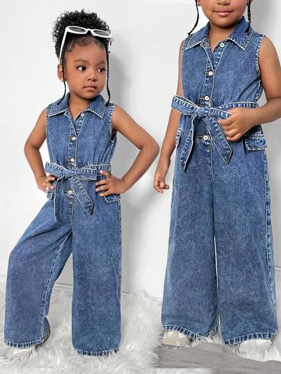 Young Girl Y2k Cute Blue Denim Overall Jumpsuits,Fall Kid's Casual And Comfortable Wear,Back To School Clothes,Fall Kid's  Casual And Comfortable  Wear