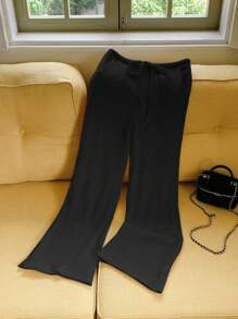 Comfortcana 女士夏季纯色休闲裤 - 黑色 - 查看 3