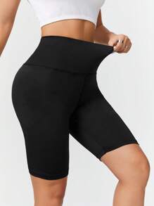SHEIN EZwear 休闲蝴蝶图案针织紧身女式短款打底裤，适合夏季 - 黑色 - 查看 5