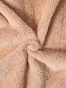 SHEIN Abrigo acolchado de parchwork negro con forro de piel sintética cálido para otoño/invierno, versátil y casual para uso diario y escolar para niñas preadolescentes, con guantes