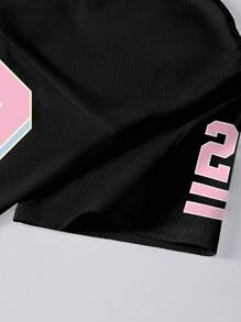 INAWLY Women's V-Neck Sporty T-Shirt With 28 Graphic Print - Black - View 6