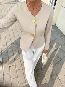 Siren Gaze New Fall Suit Jackets For Women, Linen Jackets With Metal Buttons, Casual Commuter Suits, Office Wear For Women, Casual Formal Wear, Back-To-School Clothing For Teachers