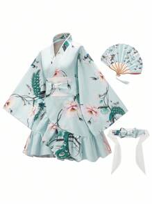 Irokai 1件女士日式传统印花和服浴衣