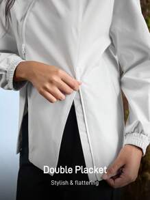 In My Nature 女式插肩袖前拉链连帽户外雨衣夹克 - 白色 - 查看 6