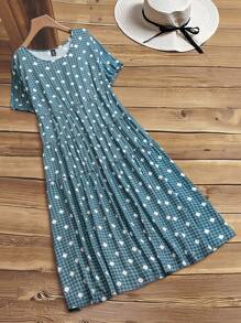 Rusticease Vestido holgado con mangas abullonadas, hombros caídos, volantes en el bajo y ajuste suelto, adecuado para primavera y verano, tallas grandes, estilo campestre de vacaciones - Multicolor - Ver 7