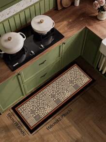 SHEIN 1Pc Frame Plaid Pattern Kitchen Mat, Gel Cushion Anti-Fatigue Floor Carpet, Absorbent Kitchen Rug And Mat, Simple Gel Soft Rubber Floor Mat For Kitchen, Bathroom, Entryway, Laundry Room