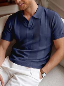 Manfinity Homme Men's Everyday Casual Knit Sweater, Suitable For Work And Commute Polo Shirt For Men