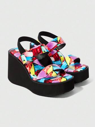 Grunge Punk Sandalias de tacón alto negro de 10 cm con suela gruesa, estilo romano y punta cuadrada que aumentan la altura, de moda y versátiles para mujeres