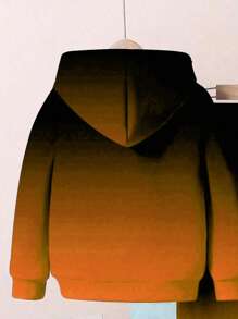 SHEIN 2 件套年轻男童宽松休闲舒适长袖连帽运动衫套装，适合秋冬季 - 彩色 - 查看 4