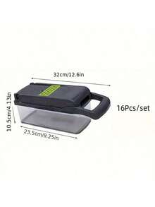 16 合 1 蔬菜切碎机（带容器）- 多功能厨房切洋葱、水果和蔬菜的塑料食品切片机，带安全锁，便携式设计和易清洁刀片，用于准备、切片、切丝、切蔬菜和切碎，简单的厨房工具，易于清洁 - 灰色 - 查看 4