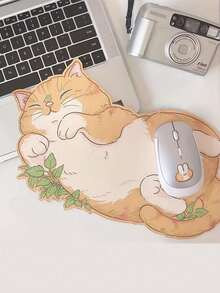 SHEIN 1 Stück Tischunterlage Schlafende Katze Maus Pad, Gaming Cartoon Mauspad, Katze Tastatur Maus Matte, Büro Mauspad, geeignet für Computer und Laptops, rutschfeste Tischunterlage, tolles Geschenk für den Feiertag, orange Katze