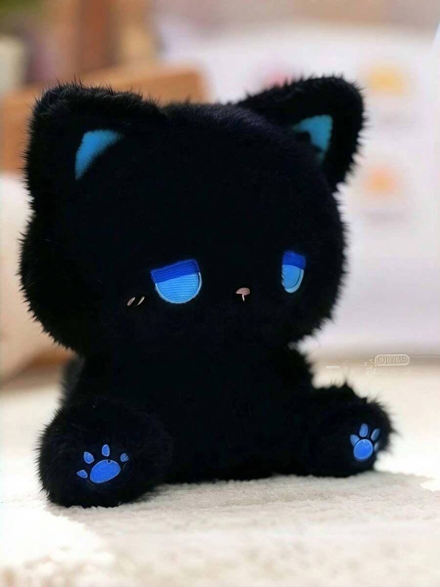 POKOJA LAND 柔软毛绒可爱 Emo Dazed 填充玩具猫娃娃毛绒玩具可爱礼物生日礼物圣诞节情人节礼物适合青少年朋友情侣派对家居装饰 - 彩色 - 查看 1