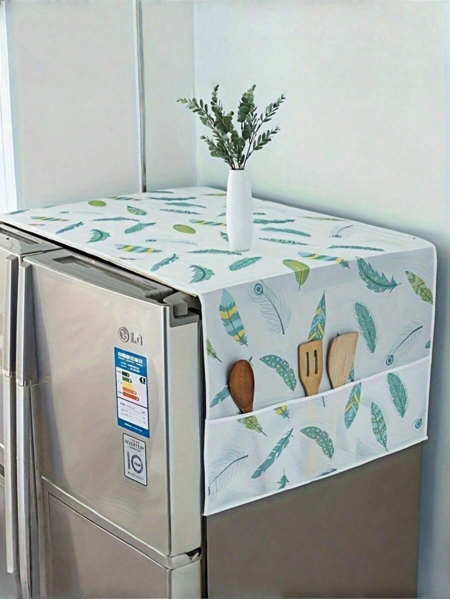 SHEIN 1pc Multifunctional Refrigerator Dust Cover With Pocket, 23.62in * 70.86in/21.65in * 51.18in, Suitable For Double Door And Single Door Refrigerators, Oil/Water Resistant, Modern Decorative Fabric Storage, Suitable For Home And Kitchen, Various Patterns, PET Material, Top Protector For Appliances | Decorative Storage | (Pattern Comes With The Machine) Refrigerator Cover Cloth Dust Cover Refrigerator Storage Bag Waterproof And Dustproof Household Single And Double Door Refrigerator Cover - Multicolor - View 1