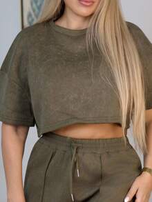 Cioccolato Women Two Pieces Outfits For Daily Wear - Army Green - View 3