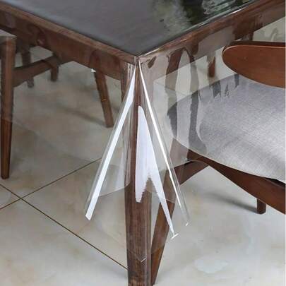 SHEIN Khăn trải bàn bằng nhựa PVC trong suốt chống thấm nước, chống nhăn, dùng cho bàn ăn, dã ngoại, tiệc ngoài trời, hình chữ nhật, hình vuông, bảo vệ bàn, dễ dàng vệ sinh, cắt theo kích thước, dùng cho các dự án thủ công, trang trí nhà bếp, có thể giặt và tái sử dụng