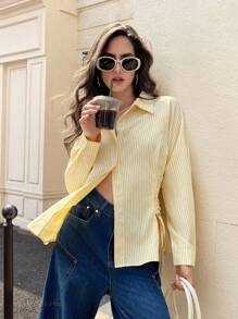 Aveloria Affinna French Style Polo Collar Tie-Waist Slim Fit Long Sleeve Shirt Fall Cloth For Women