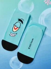 SpongeBob SquarePants | SHEIN 5 双柔软透气吸湿排汗休闲女士踝袜，带有 & & Squidward & Krusty Krab 时尚可爱的彩色短袜，加固脚趾和脚跟，经久耐用，男女通用，四季百搭，夏季冬季 - 彩色 - 查看 14