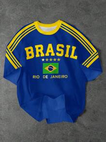 SHEIN 青少年男孩休闲简约圆领短袖T恤，适合夏季