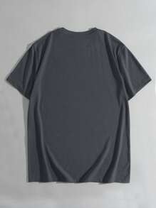 Manfinity Dauomo Men Simple Printed Round Neck Short Sleeve Summer T-Shirt