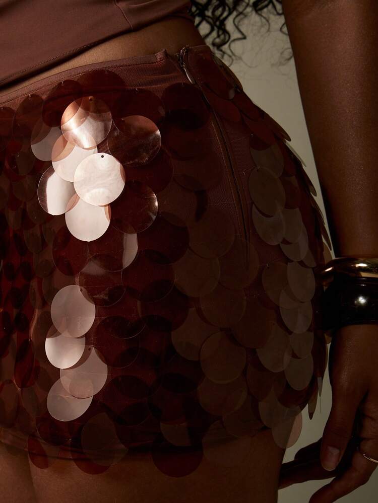 MISSGUIDED Shimmer Party Beach Cover Up Mini Skirt With Large Sequin Embellishment Evening Festival Pool Beachwear Holiday Vacation Resort Clubwear