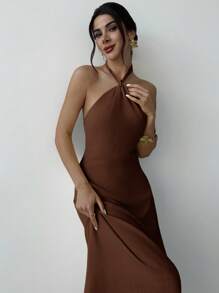 Firerie Robe élégante de vacances pour femmes, robe ample sans manches et dos nu, romantique et pour les occasions estivales