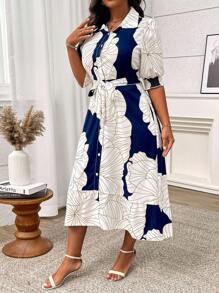 Breezaya 女士花卉印花前短后长休闲夏季度假连衣裙长款女装