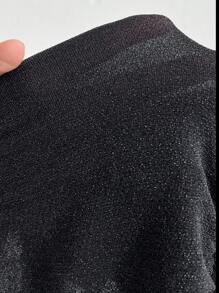 Viva Relle Plus Size Women's Halter Neck Sequin Ruched Waist Sexy Flare A-Line Mini Dress, Suitable For Banquet, Party, And Cocktail - Black - View 8